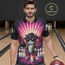 Load image into Gallery viewer, Pink Funny Cat Bowling Jersey For Men Custom Neon Graffiti Bowling Shirt Team Polo &amp; 1/4 Zip TDM5756