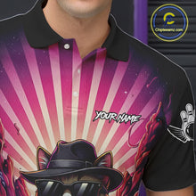 Load image into Gallery viewer, Pink Funny Cat Bowling Jersey For Men Custom Neon Graffiti Bowling Shirt Team Polo &amp; 1/4 Zip TDM5756