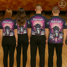 Load image into Gallery viewer, Pink Funny Cat Bowling Jersey For Men Custom Neon Graffiti Bowling Shirt Team Polo &amp; 1/4 Zip TDM5756