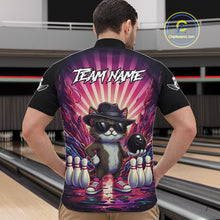 Load image into Gallery viewer, Pink Funny Cat Bowling Jersey For Men Custom Neon Graffiti Bowling Shirt Team Polo &amp; 1/4 Zip TDM5756
