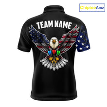 Load image into Gallery viewer, Patriotic American Flag Eagle Darts Shirt For Men Custom Darts Jersey Team Polo &amp; 1/4 Zip TDM5759