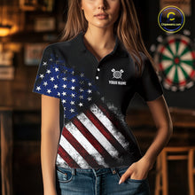 Load image into Gallery viewer, Patriotic American Flag Eagle Darts Shirt For Women Custom Darts Jersey Team Polo &amp; 1/4 Zip TDM5759