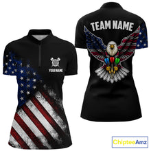 Load image into Gallery viewer, Patriotic American Flag Eagle Darts Shirt For Women Custom Darts Jersey Team Polo &amp; 1/4 Zip TDM5759