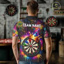 Load image into Gallery viewer, Funny Colorful Crown Dartboard Splash Darts Shirt For Men Custom Darts Jersey Team Polo &amp; 1/4 Zip TDM5762