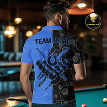 Load image into Gallery viewer, Custom Grunge Black And Blue 8 Ball Billiard Shirt For Men, Pool Team Jersey Polo &amp; 1/4 Zip TDM5962