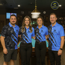 Load image into Gallery viewer, Custom Grunge Black And Blue 8 Ball Billiard Shirt For Men, Pool Team Jersey Polo &amp; 1/4 Zip TDM5962
