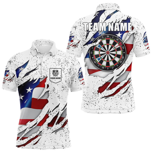 Patriotic Grunge US Flag Darts Shirt With Pocket For Men Custom Darts Jersey TDM3211