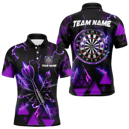 Purple Darts Arrow Thunder Lightning Dart Shirts For Men Custom Dart Team Jerseys Polo & 1/4 Zip TDM3764