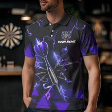 Load image into Gallery viewer, Blue Darts Arrow Thunder Lightning Dart Shirts For Men Custom Dart Team Jerseys Polo &amp; 1/4 Zip TDM3765
