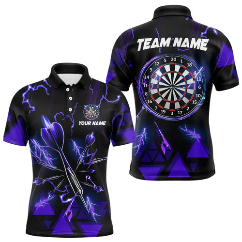 Blue Darts Arrow Thunder Lightning Dart Shirts For Men Custom Dart Team Jerseys Polo & 1/4 Zip TDM3765
