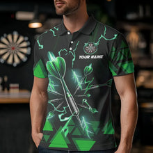 Load image into Gallery viewer, Green Darts Arrow Thunder Lightning Dart Shirts For Men Custom Dart Team Jerseys Polo &amp; 1/4 Zip TDM3766