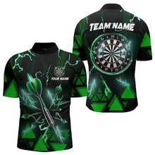 Load image into Gallery viewer, Green Darts Arrow Thunder Lightning Dart Shirts For Men Custom Dart Team Jerseys Polo &amp; 1/4 Zip TDM3766