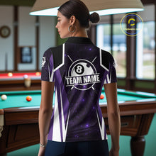 Load image into Gallery viewer, Custom 8 Ball Pool Billiard Shirt For Women, Purple Geometric Billiard Team Jersey Polo &amp; 1/4 Zip TDM6129