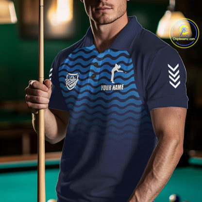 Blue 8 Ball Pool Billiard Jersey For Men Custom Polo & Quarter Zip Billiard Shirt For Team TDM6131