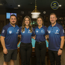 Load image into Gallery viewer, Blue 8 Ball Pool Billiard Jersey For Men Custom Polo &amp; Quarter Zip Billiard Shirt For Team TDM6131