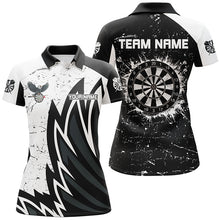 Load image into Gallery viewer, Custom Grunge Black White Dartboard Women Darts Shirts Custom Unique Darts Team Jerseys TDM1640