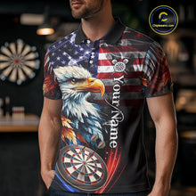 Load image into Gallery viewer, American Flag Smoke Eagle Darts Shirt For Men Custom Patriotic Darts Jersey Team Polo, 1/4 Zip TDM5256