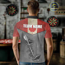 Load image into Gallery viewer, Personalized Canada Flag Steel Tip Dart Polo &amp; 1/4 Zip For Men Custom Canada Darts Team Jersey TDM5261