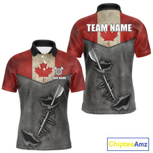 Load image into Gallery viewer, Personalized Canada Flag Steel Tip Dart Polo &amp; 1/4 Zip For Men Custom Canada Darts Team Jersey TDM5261