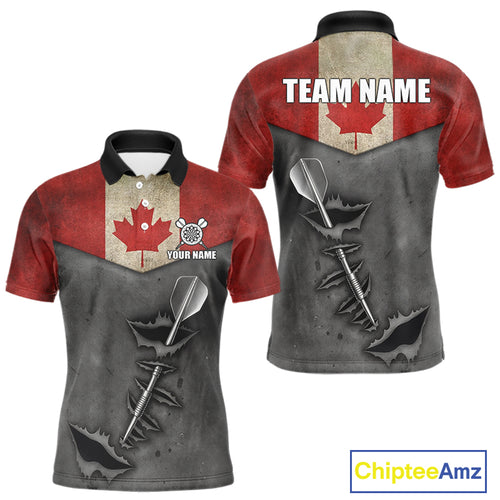 Personalized Canada Flag Steel Tip Dart Polo & 1/4 Zip For Men Custom Canada Darts Team Jersey TDM5261