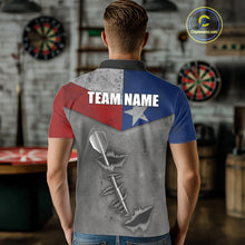 Load image into Gallery viewer, Personalized Texas Flag Steel Tip Dart Polo &amp; 1/4 Zip For Men Custom Texas Darts Team Jersey TDM5262