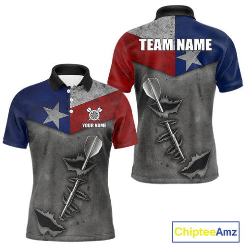 Personalized Texas Flag Steel Tip Dart Polo & 1/4 Zip For Men Custom Texas Darts Team Jersey TDM5262