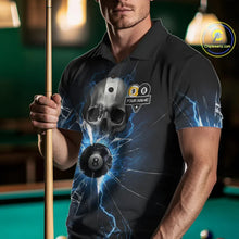 Load image into Gallery viewer, Blue Billiard 8 Ball &amp; 9 Ball Skull Pool Shirt For Men Custom Glass Break Billiard Team Jersey TDM5513