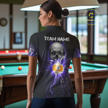 Load image into Gallery viewer, Purple Billiard 8 Ball &amp; 9 Ball Skull Pool Shirt For Women Custom Glass Break Billiard Team Jersey TDM5514