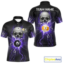 Load image into Gallery viewer, Purple Billiard 8 Ball &amp; 9 Ball Skull Pool Shirt For Men Custom Glass Break Billiard Team Jersey TDM5514