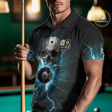 Load image into Gallery viewer, Turquoise Billiard 8 Ball &amp; 9 Ball Skull Pool Shirt For Men Custom Glass Break Billiard Team Jersey TDM5515