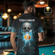 Load image into Gallery viewer, Turquoise Billiard 8 Ball &amp; 9 Ball Skull Pool Shirt For Men Custom Glass Break Billiard Team Jersey TDM5515