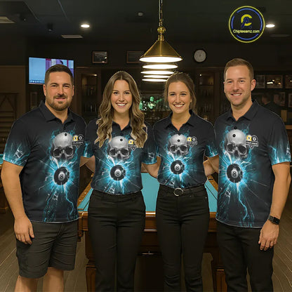 Turquoise Billiard 8 Ball & 9 Ball Skull Pool Shirt For Women Custom Glass Break Billiard Team Jersey TDM5515