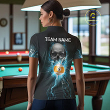 Load image into Gallery viewer, Turquoise Billiard 8 Ball &amp; 9 Ball Skull Pool Shirt For Women Custom Glass Break Billiard Team Jersey TDM5515