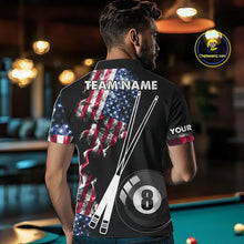 Load image into Gallery viewer, Personalized US Flag Smoke 8 Ball Pool Billiard Shirt For Men Custom Patriotic Billiard Team Jersey TDM5516