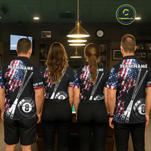 Load image into Gallery viewer, Personalized US Flag Smoke 8 Ball Pool Billiard Shirt For Men Custom Patriotic Billiard Team Jersey TDM5516
