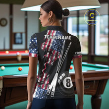 Load image into Gallery viewer, Personalized US Flag Smoke 8 Ball Pool Billiard Shirt For Women Custom Patriotic Billiard Team Jersey TDM5516