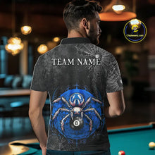 Load image into Gallery viewer, Personalized Grunge Spider Web 8 Ball Pool Billiard Shirt For Men, Billiard Team Jerseys |Blue TDM5518