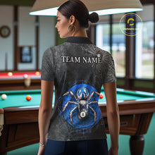 Load image into Gallery viewer, Personalized Grunge Spider Web 8 Ball Pool Billiard Shirt For Women, Billiard Team Jerseys |Blue TDM5518