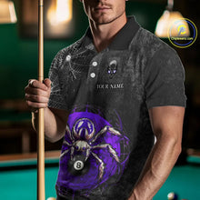 Load image into Gallery viewer, Personalized Grunge Spider Web 8 Ball Pool Billiard Shirt For Men, Billiard Team Jerseys |Purple TDM5519