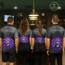 Load image into Gallery viewer, Personalized Grunge Spider Web 8 Ball Pool Billiard Shirt For Men, Billiard Team Jerseys |Purple TDM5519