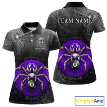 Load image into Gallery viewer, Personalized Grunge Spider Web 8 Ball Pool Billiard Shirt For Women, Billiard Team Jerseys |Purple TDM5519