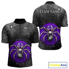 Load image into Gallery viewer, Personalized Grunge Spider Web 8 Ball Pool Billiard Shirt For Men, Billiard Team Jerseys |Purple TDM5519