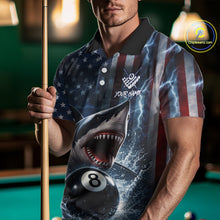 Load image into Gallery viewer, American Flag Shark 8 Ball Billiard Shirt For Men Custom Lightning Patriotic Pool Team Jersey TDM5769