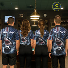 Load image into Gallery viewer, American Flag Shark 8 Ball Billiard Shirt For Men Custom Lightning Patriotic Pool Team Jersey TDM5769