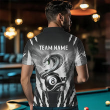 Load image into Gallery viewer, Personalized Thunder Lightning Cobra Snake Men Billiard Shirts, 8 Ball Billiard Team Jerseys |White TDM3609