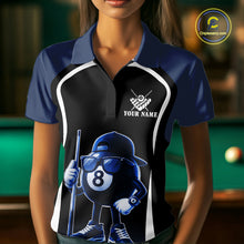 Load image into Gallery viewer, Blue Funny 8 Ball Pool US Flag Billiard Shirt For Women Custom Billiard Team Jersey Polo &amp; 1/4 Zip TDM6365
