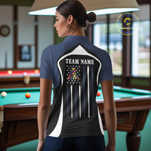 Load image into Gallery viewer, Blue Funny 8 Ball Pool US Flag Billiard Shirt For Women Custom Billiard Team Jersey Polo &amp; 1/4 Zip TDM6365