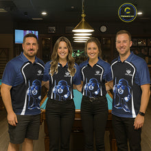 Load image into Gallery viewer, Blue Funny 8 Ball Pool US Flag Billiard Shirt For Women Custom Billiard Team Jersey Polo &amp; 1/4 Zip TDM6365