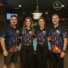 Load image into Gallery viewer, Custom 8 Ball &amp; 9 Ball Fire Grim Reaper Billiard Shirt For Women, Pool Team Jersey Polo &amp; 1/4 Zip TDM6562