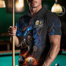 Load image into Gallery viewer, Custom Fire 8 Ball &amp; 9 Ball Grim Reaper Billiard Shirt For Men, Pool Team Jersey Polo &amp; 1/4 Zip TDM6563
